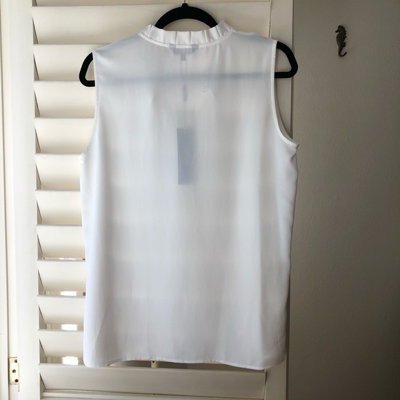 White Misook Sleeveless Blouse w/ Ruffle Collar - Picture 4 of 6